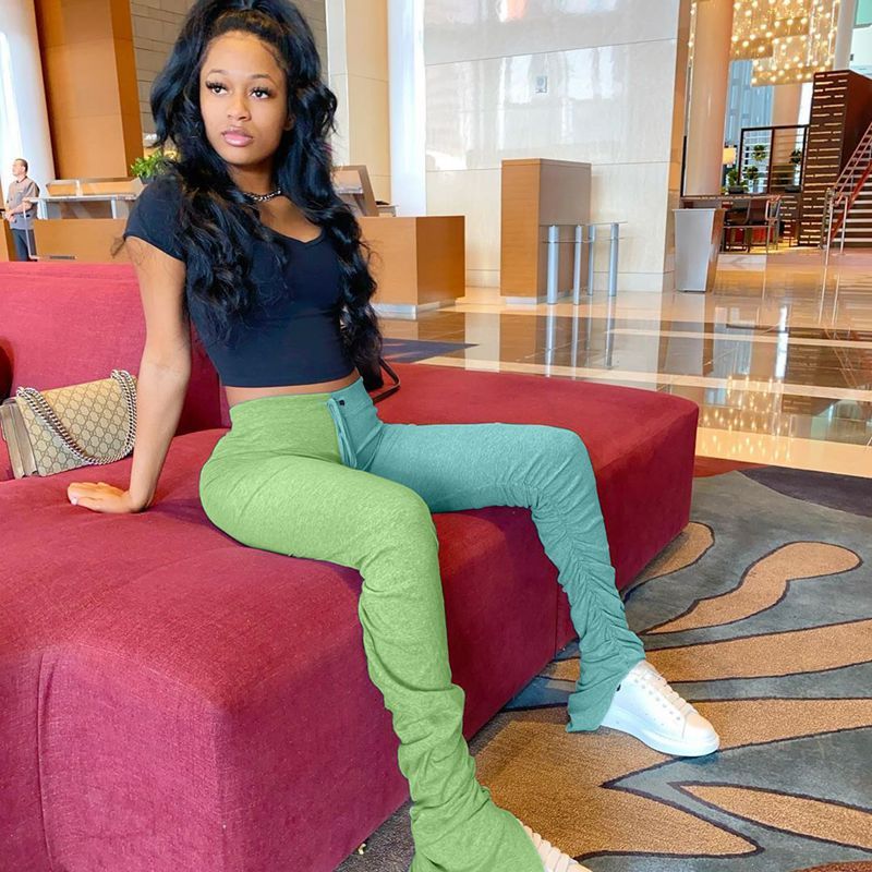 Colorblock lace trousers women's clothing