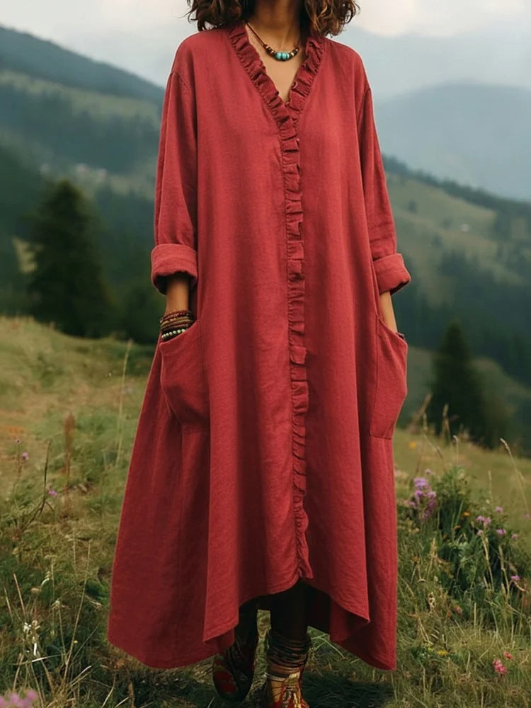 Stylish Relaxed-fit Cotton Midi Dress