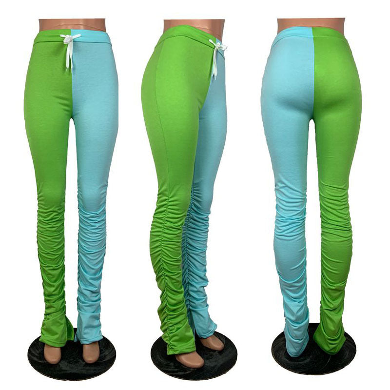 Colorblock lace trousers women's clothing