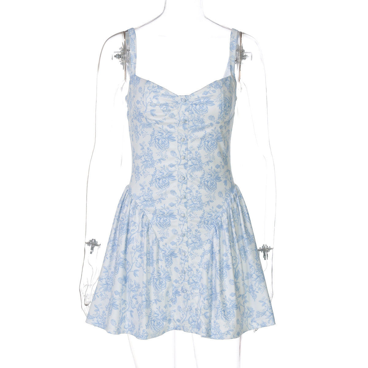 Midi Slip Dress With Patchwork Buttons
