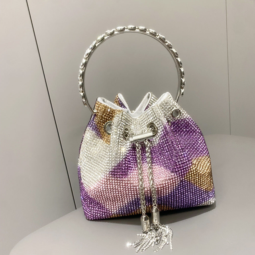 Diamond-embellished Handle Tote Bag With A Single-shouldercrossbody Strap