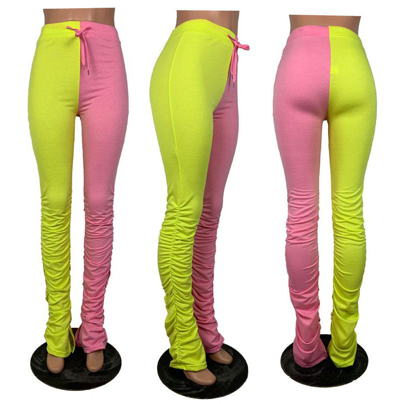 Colorblock lace trousers women's clothing