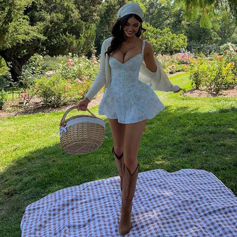 Midi Slip Dress With Patchwork Buttons