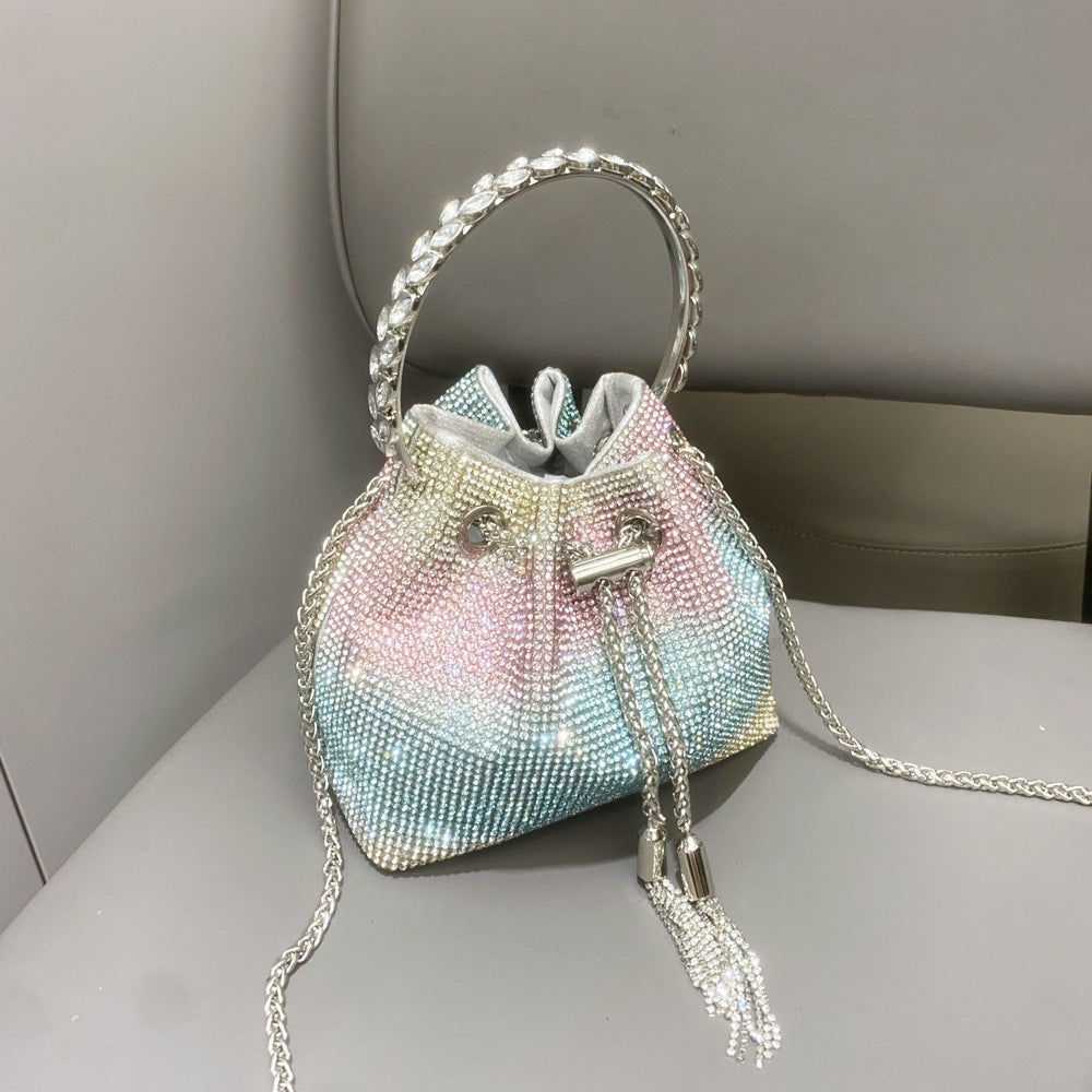 Diamond-embellished Handle Tote Bag With A Single-shouldercrossbody Strap