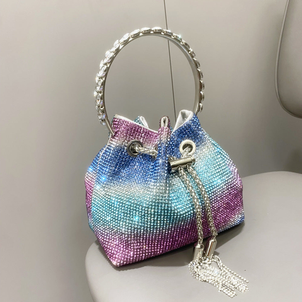 Diamond-embellished Handle Tote Bag With A Single-shouldercrossbody Strap