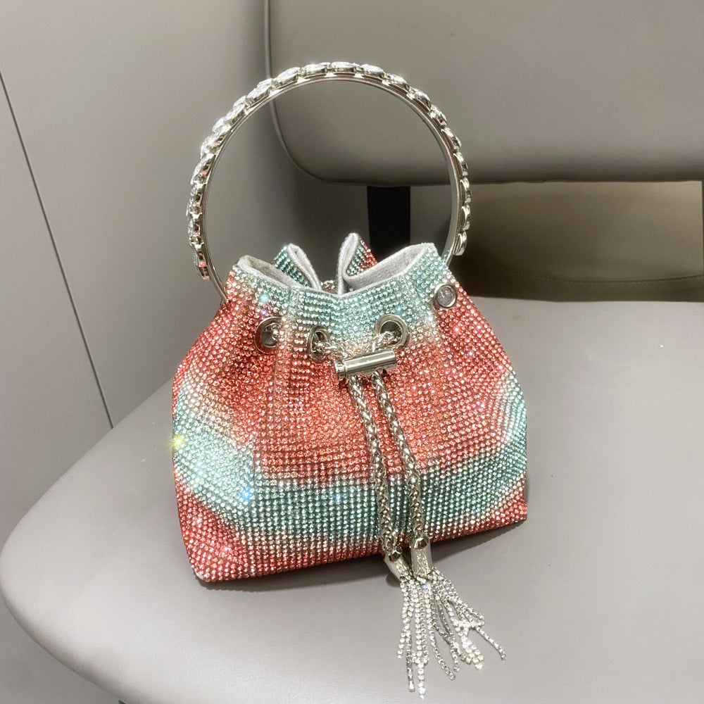 Diamond-embellished Handle Tote Bag With A Single-shouldercrossbody Strap