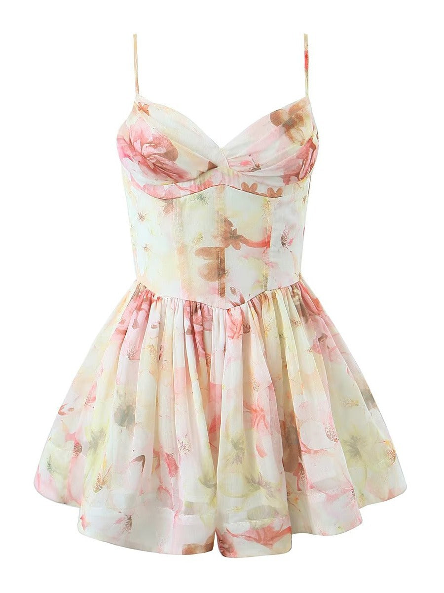 Women's Fashion Corset Style Camisole Print Dress